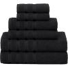 American Soft Linen 100% Carde Cotton 6 Piece Towel Set, 590 GSM Heavy Weight Soft Absorbent Turkish Towels for Bathroom, Smoke Grey(Jet Black)