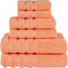 American Soft Linen 100% Carde Cotton 6 Piece Towel Set, 590 GSM Heavy Weight Soft Absorbent Turkish Towels for Bathroom, Smoke Grey(Malibu)