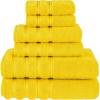 American Soft Linen 100% Carde Cotton 6 Piece Towel Set, 590 GSM Heavy Weight Soft Absorbent Turkish Towels for Bathroom, Smoke Grey(Yellow)