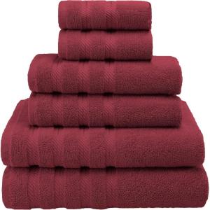 American Soft Linen 100% Carde Cotton 6 Piece Towel Set, 590 GSM Heavy Weight Soft Absorbent Turkish Towels for Bathroom, Smoke Grey(Bordeaux)