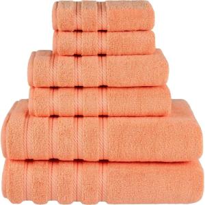 American Soft Linen 100% Carde Cotton 6 Piece Towel Set, 590 GSM Heavy Weight Soft Absorbent Turkish Towels for Bathroom, Smoke Grey(Malibu)