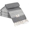 American Soft Linen 100% Cotton Turkish Peshtemal Beach Towels, 35″x60″ Size 4 Pack Swim Towels for Beach and Pool Towels, Sky Blue(Black Stripe)