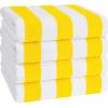 American Soft Linen Cabana Striped Beach Towels, 30×60 inch 4 Piece Oversize Pool Towels, Quick Drying Sand Free Swim Towels, Sage Green(Yellow)