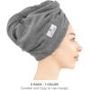 American Soft Linen 100% Cotton Hair Towels for Women, Head Towel Cap, Cotton Hair Turban Towel Wrap for Long Curly Anti Frizz Hair, Soft and Absorbent Cotton Hair Towels 2 Pack, Beige(Dark Gray)