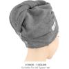 American Soft Linen 100% Cotton Hair Towels for Women, Head Towel Cap, Cotton Hair Turban Towel Wrap for Long Curly Anti Frizz Hair, Soft and Absorbent Cotton Hair Towels 2 Pack, Beige(Dark Gray)