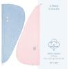 American Soft Linen 100% Cotton Hair Towels for Women, Head Towel Cap, Cotton Hair Turban Towel Wrap for Long Curly Anti Frizz Hair, Soft and Absorbent Cotton Hair Towels 2 Pack, Beige(Pink – Sky Blue)