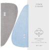 American Soft Linen 100% Cotton Hair Towels for Women, Head Towel Cap, Cotton Hair Turban Towel Wrap for Long Curly Anti Frizz Hair, Soft and Absorbent Cotton Hair Towels 2 Pack, Beige(Light Grey – Sky Blue)