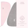 American Soft Linen 100% Cotton Hair Towels for Women, Head Towel Cap, Cotton Hair Turban Towel Wrap for Long Curly Anti Frizz Hair, Soft and Absorbent Cotton Hair Towels 2 Pack, Beige(Pink – Light Grey)