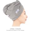 American Soft Linen 100% Cotton Hair Towels for Women, Head Towel Cap, Cotton Hair Turban Towel Wrap for Long Curly Anti Frizz Hair, Soft and Absorbent Cotton Hair Towels 2 Pack, Beige(Light Grey – Sky Blue)
