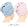American Soft Linen 100% Cotton Hair Towels for Women, Head Towel Cap, Cotton Hair Turban Towel Wrap for Long Curly Anti Frizz Hair, Soft and Absorbent Cotton Hair Towels 2 Pack, Beige(Pink – Sky Blue)