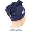 American Soft Linen 100% Cotton Hair Towels for Women, Head Towel Cap, Cotton Hair Turban Towel Wrap for Long Curly Anti Frizz Hair, Soft and Absorbent Cotton Hair Towels 2 Pack, Beige(Navy Blue)