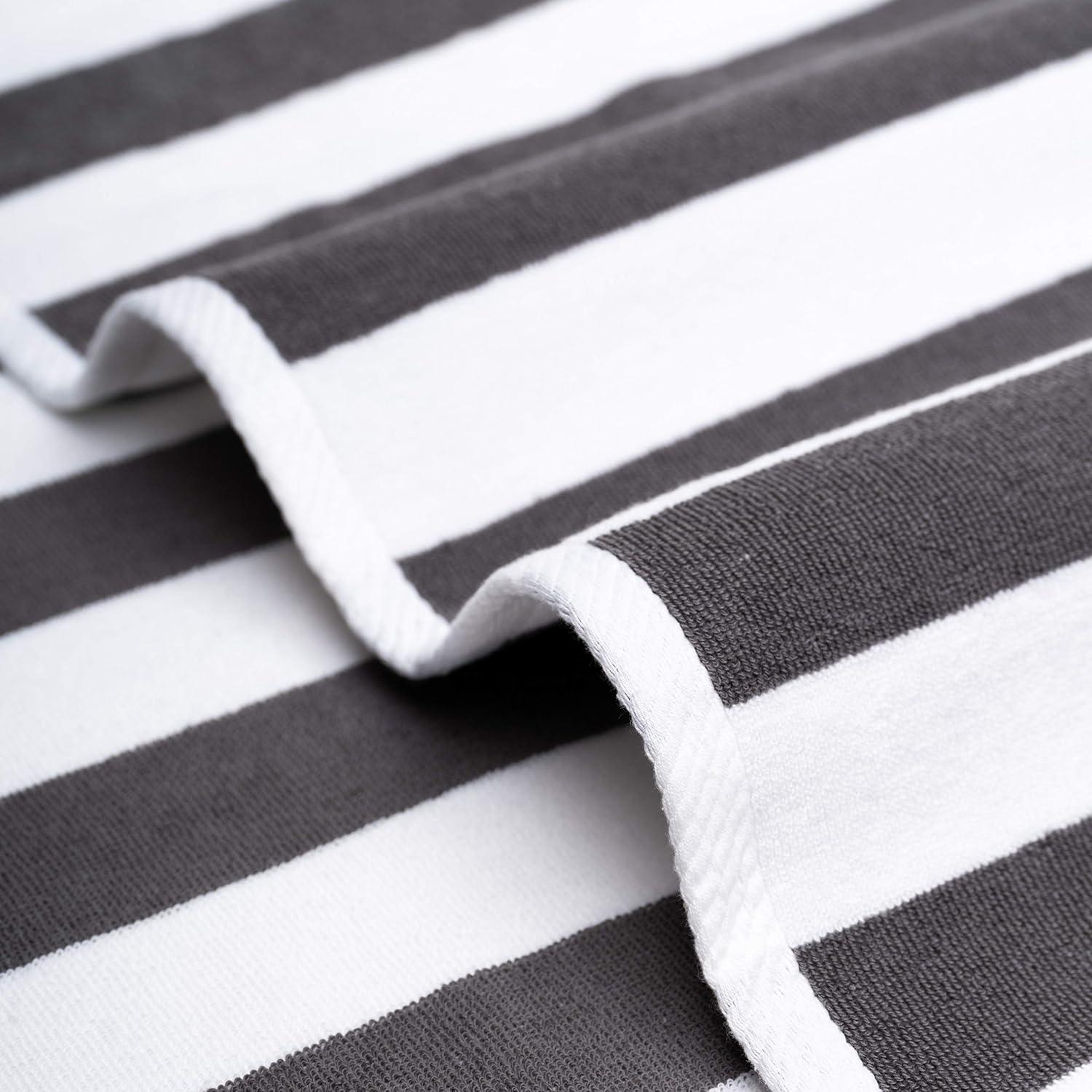 imageAmerican Soft Linen Cabana Striped Beach Towels 30x60 inch 4 Piece Oversize Pool Towels Quick Drying Sand Free Swim Towels GrayDark Grey