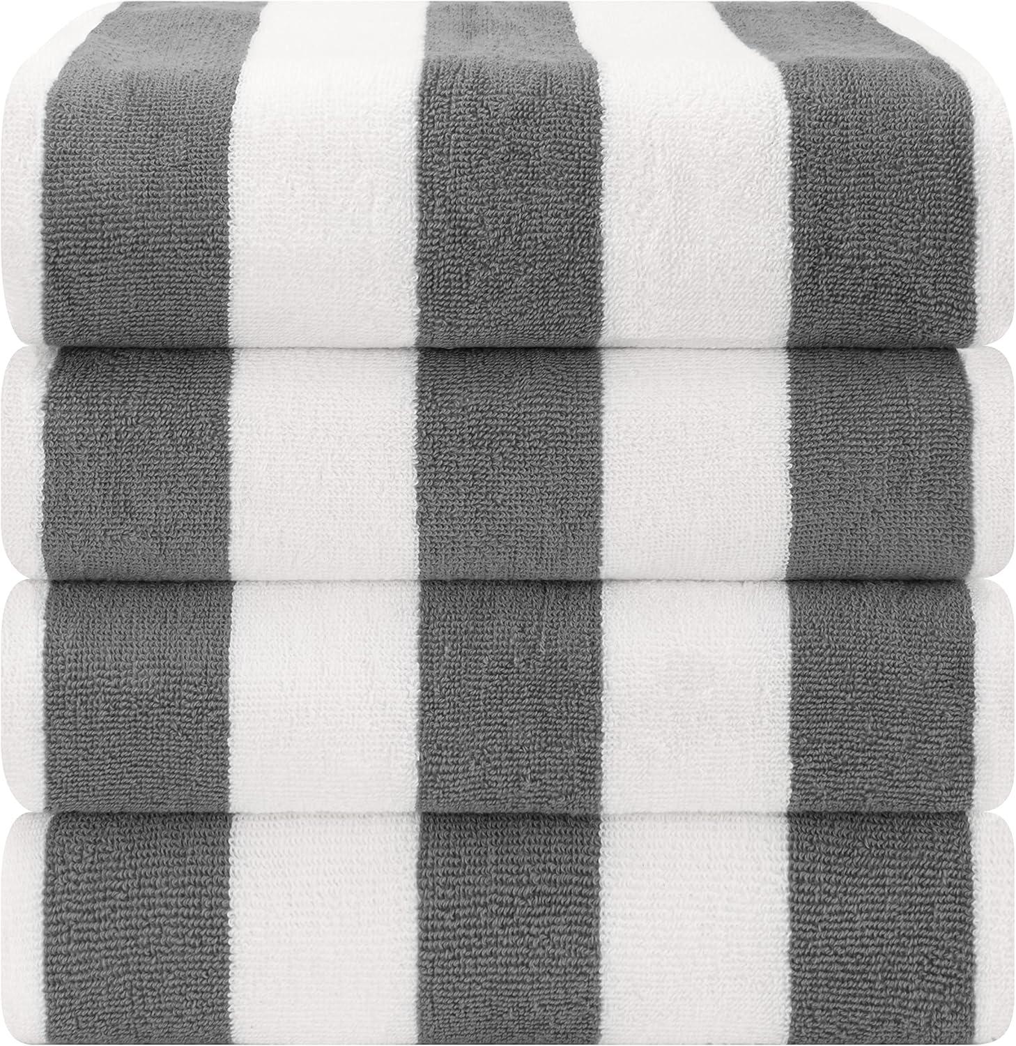 imageAmerican Soft Linen Cabana Striped Beach Towels 30x60 inch 4 Piece Oversize Pool Towels Quick Drying Sand Free Swim Towels GrayDark Grey