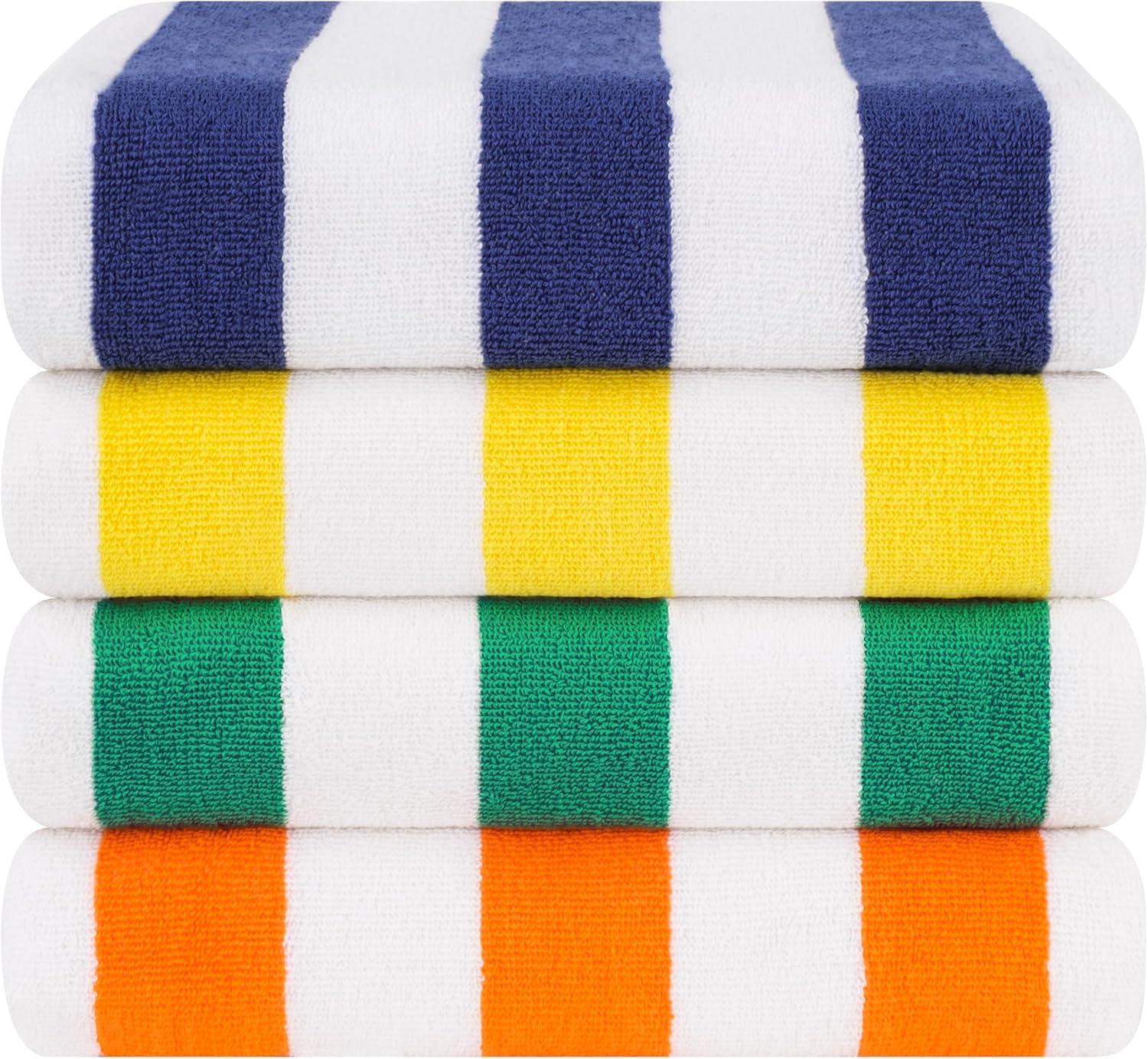imageAmerican Soft Linen Cabana Striped Beach Towels 30x60 inch 4 Piece Oversize Pool Towels Quick Drying Sand Free Swim Towels GrayMix Color