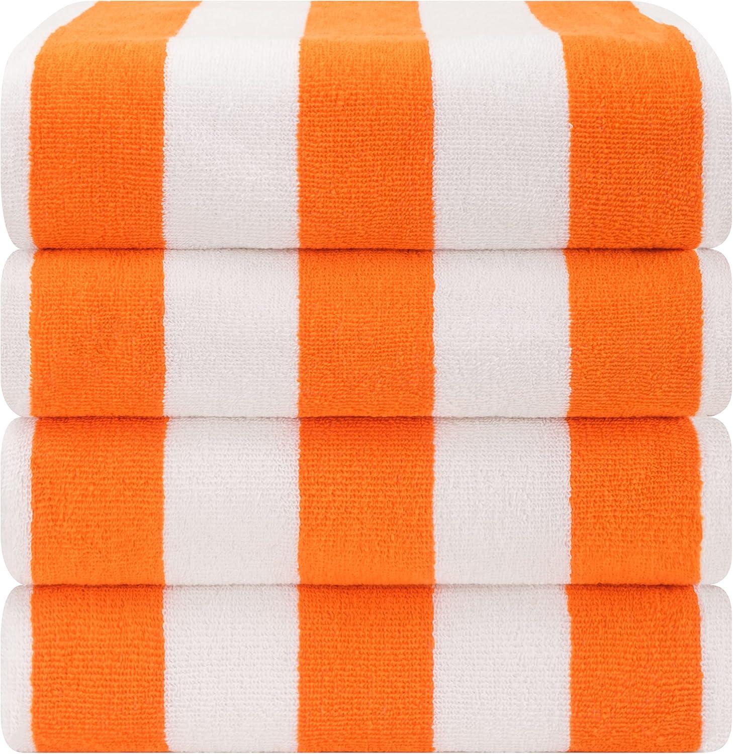 imageAmerican Soft Linen Cabana Striped Beach Towels 30x60 inch 4 Piece Oversize Pool Towels Quick Drying Sand Free Swim Towels GrayOrange