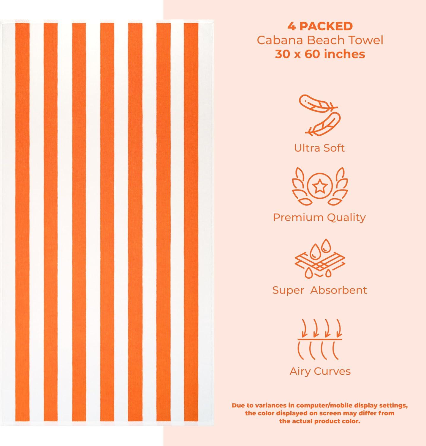 imageAmerican Soft Linen Cabana Striped Beach Towels 30x60 inch 4 Piece Oversize Pool Towels Quick Drying Sand Free Swim Towels GrayOrange