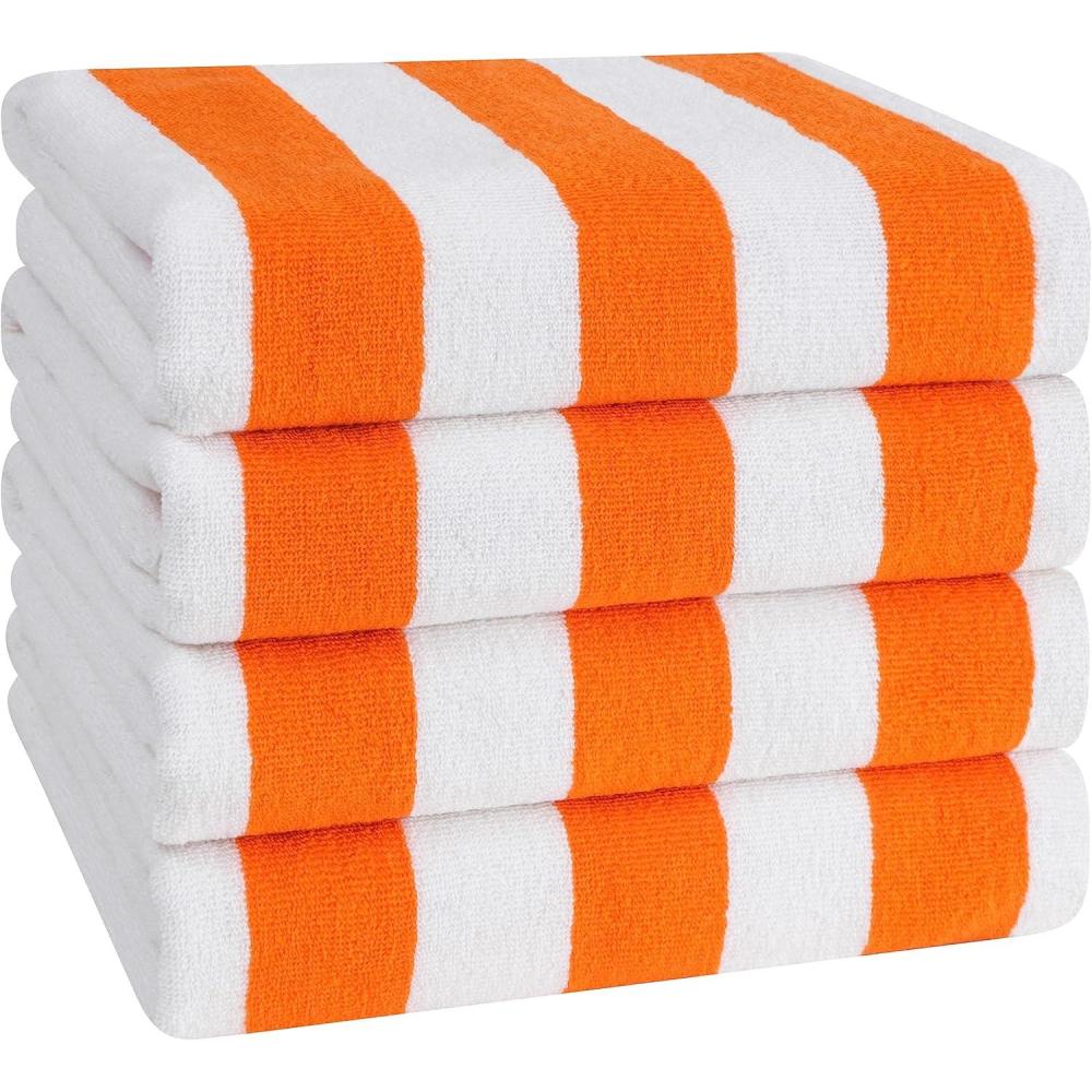 imageAmerican Soft Linen Cabana Striped Beach Towels 30x60 inch 4 Piece Oversize Pool Towels Quick Drying Sand Free Swim Towels GrayOrange