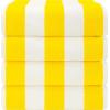 American Soft Linen Cabana Striped Beach Towels, 30×60 inch 4 Piece Oversize Pool Towels, Quick Drying Sand Free Swim Towels, Gray(Yellow)