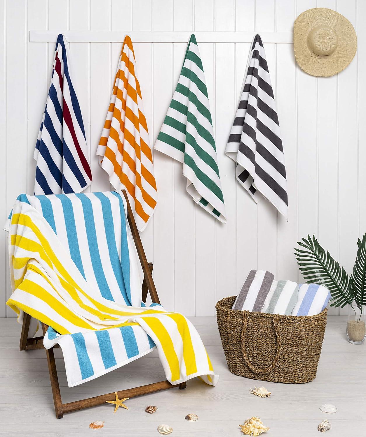 imageAmerican Soft Linen Cabana Striped Beach Towels 30x60 inch 4 Piece Oversize Pool Towels Quick Drying Sand Free Swim Towels Rockridge GreyRockridge Grey