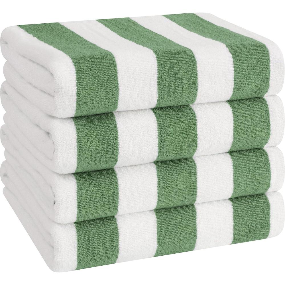 imageAmerican Soft Linen Cabana Striped Beach Towels 30x60 inch 4 Piece Oversize Pool Towels Quick Drying Sand Free Swim Towels NavySky BlueSage Green