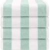 American Soft Linen Cabana Striped Beach Towels, 30×60 inch 4 Piece Oversize Pool Towels, Quick Drying Sand Free Swim Towels, Navy-Sky Blue(Mint)