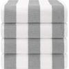 American Soft Linen Cabana Striped Beach Towels, 30×60 inch 4 Piece Oversize Pool Towels, Quick Drying Sand Free Swim Towels, Rockridge Grey(Rockridge Grey)