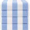 American Soft Linen Cabana Striped Beach Towels, 30×60 inch 4 Piece Oversize Pool Towels, Quick Drying Sand Free Swim Towels, Rockridge Grey(Sky Blue)