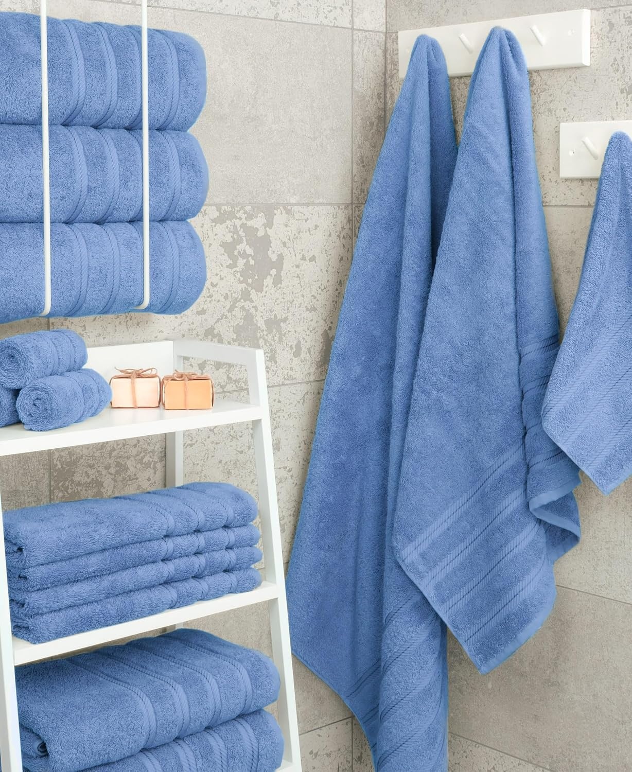 image:imageAmerican Soft Linen 100 Cotton Luxury Turkish Towels 4 PC Hand Towel Set Soft Absorbent Quick Dry OEKO Tex Standard 100 Certificated Durable Machine Washable Breathable Premium Hotel QualityElectric Blue