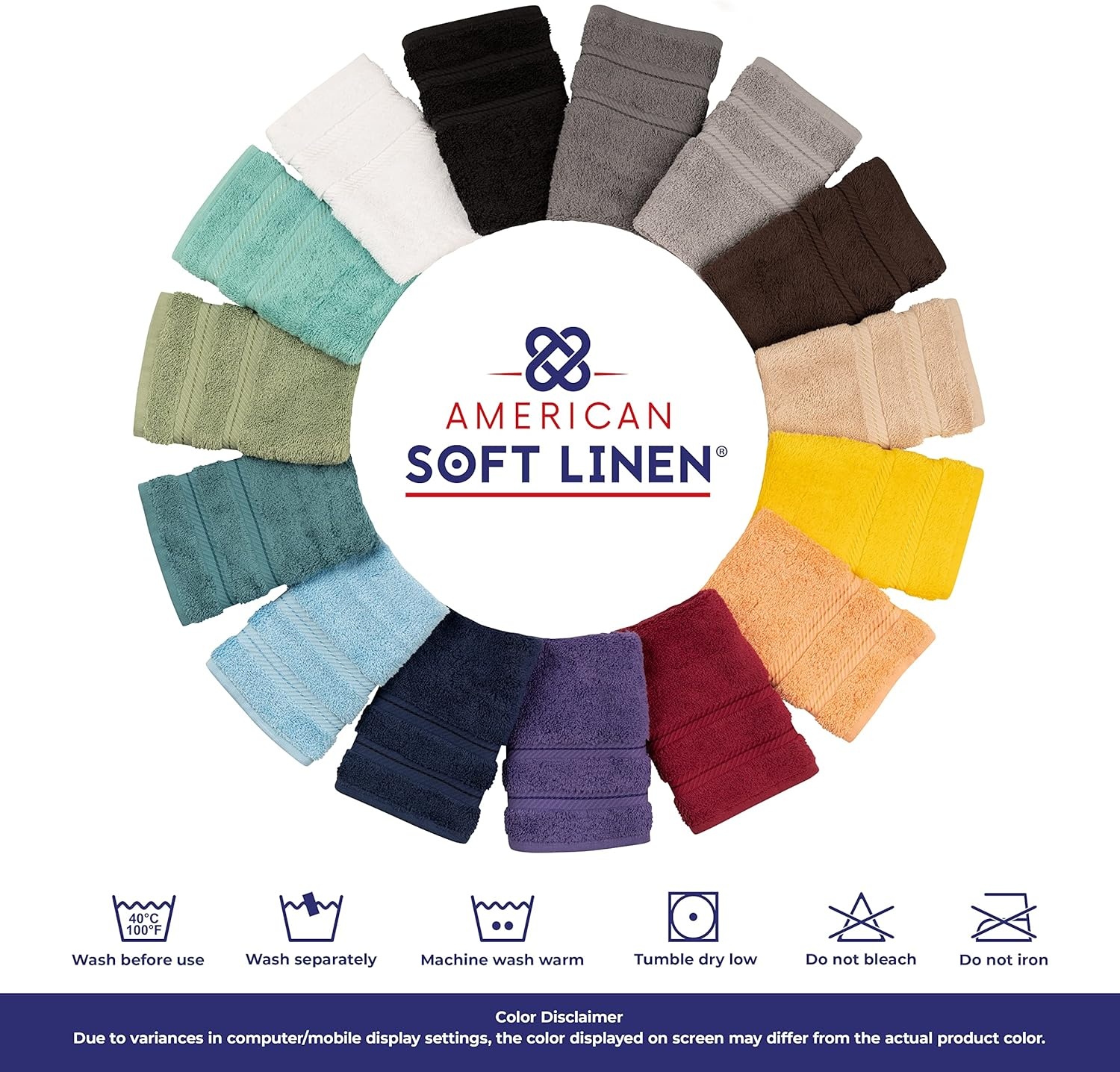 image:imageAmerican Soft Linen 100 Cotton Luxury Turkish Towels 4 PC Hand Towel Set Soft Absorbent Quick Dry OEKO Tex Standard 100 Certificated Durable Machine Washable Breathable Premium Hotel QualitySky Blue