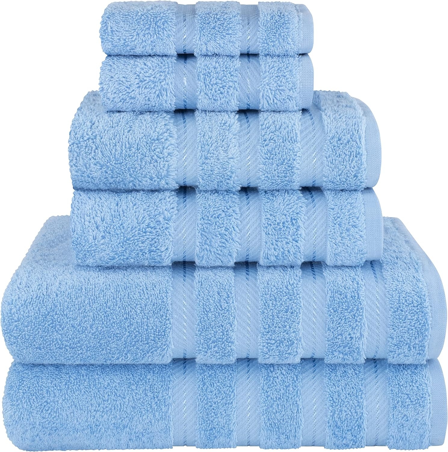 image:imageAmerican Soft Linen 100 Cotton Luxury Turkish Towels 4 PC Hand Towel Set Soft Absorbent Quick Dry OEKO Tex Standard 100 Certificated Durable Machine Washable Breathable Premium Hotel QualitySky Blue