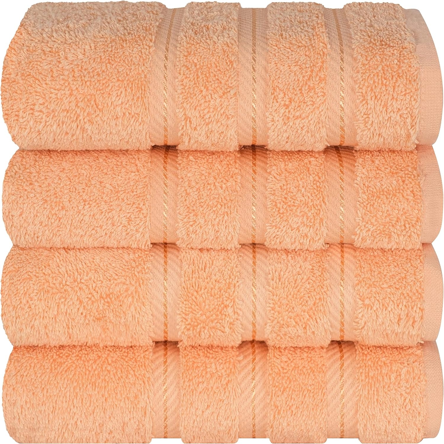 image:imageAmerican Soft Linen 100 Cotton Luxury Turkish Towels 4 PC Hand Towel Set Soft Absorbent Quick Dry OEKO Tex Standard 100 Certificated Durable Machine Washable Breathable Premium Hotel QualityMalibu Peach