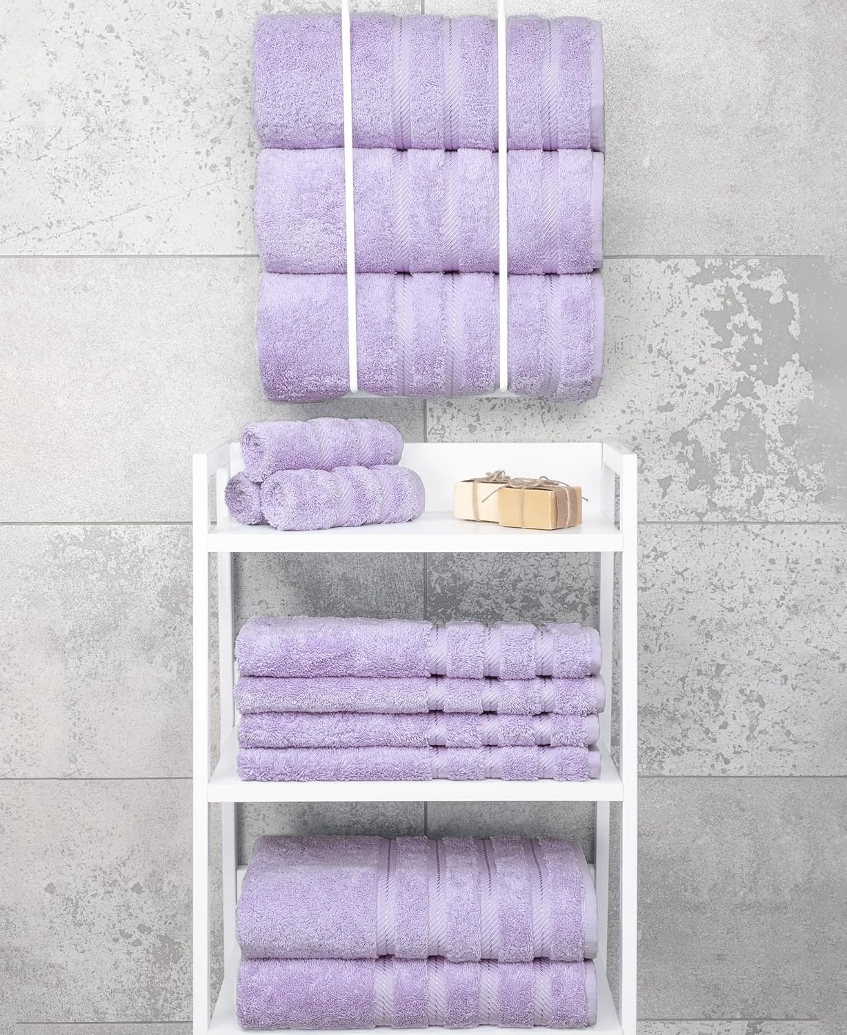 image:imageAmerican Soft Linen 100 Cotton Luxury Turkish Towels 4 PC Hand Towel Set Soft Absorbent Quick Dry OEKO Tex Standard 100 Certificated Durable Machine Washable Breathable Premium Hotel QualityLilac