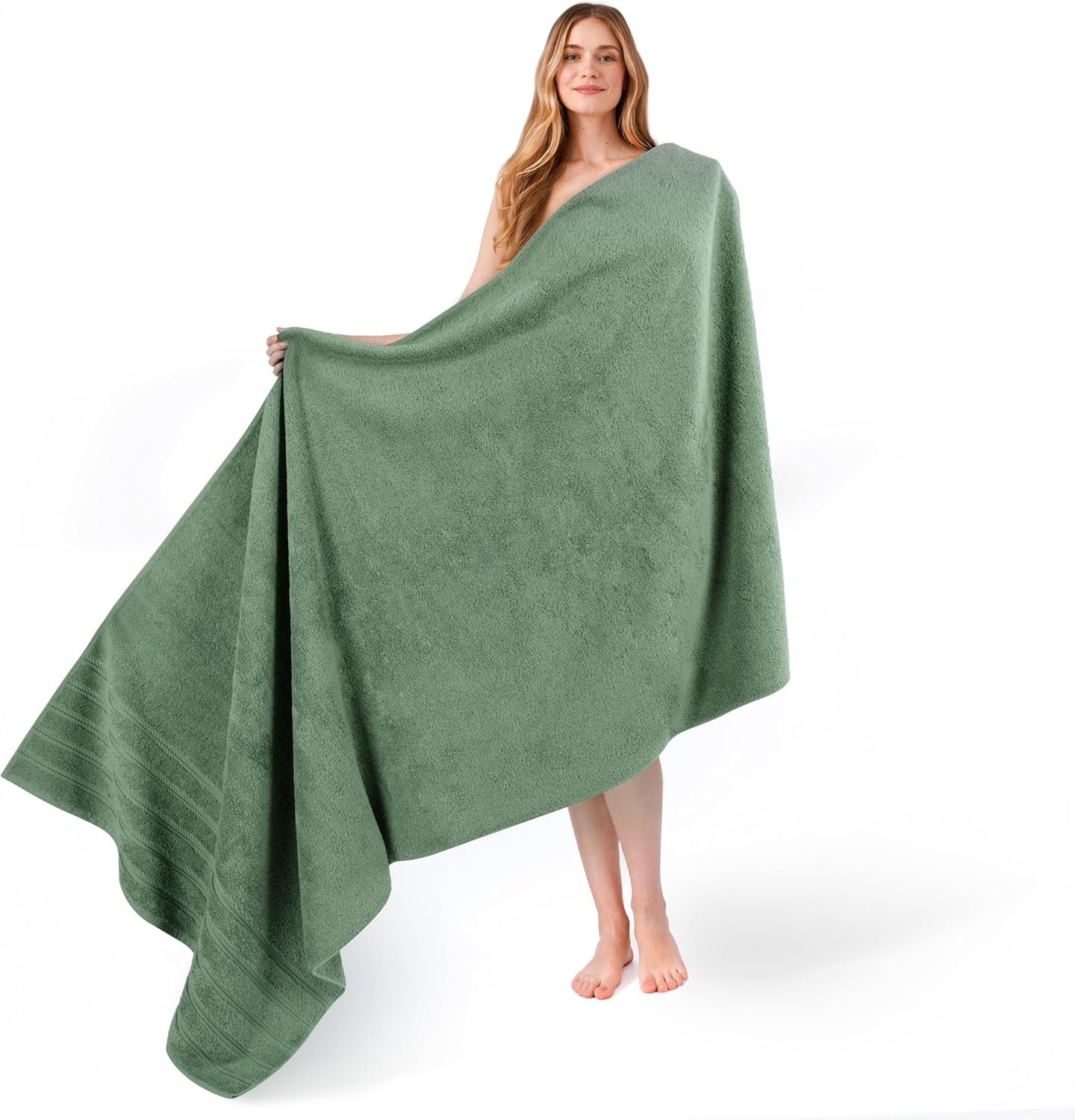 image:imageAmerican Soft Linen 100 Cotton Luxury Turkish Towels 4 PC Hand Towel Set Soft Absorbent Quick Dry OEKO Tex Standard 100 Certificated Durable Machine Washable Breathable Premium Hotel QualitySage Green