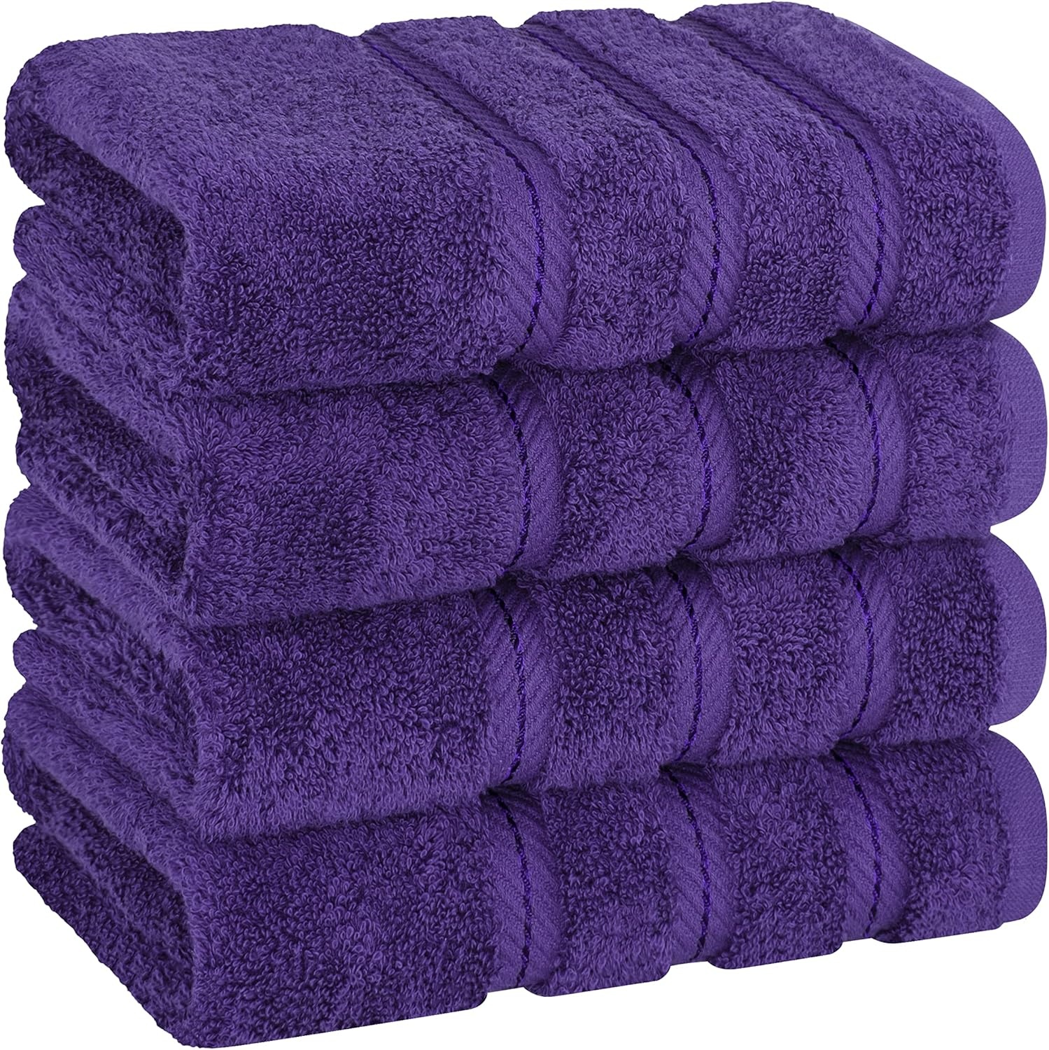 image:imageAmerican Soft Linen 100 Cotton Luxury Turkish Towels 4 PC Hand Towel Set Soft Absorbent Quick Dry OEKO Tex Standard 100 Certificated Durable Machine Washable Breathable Premium Hotel QualityViolet Purple