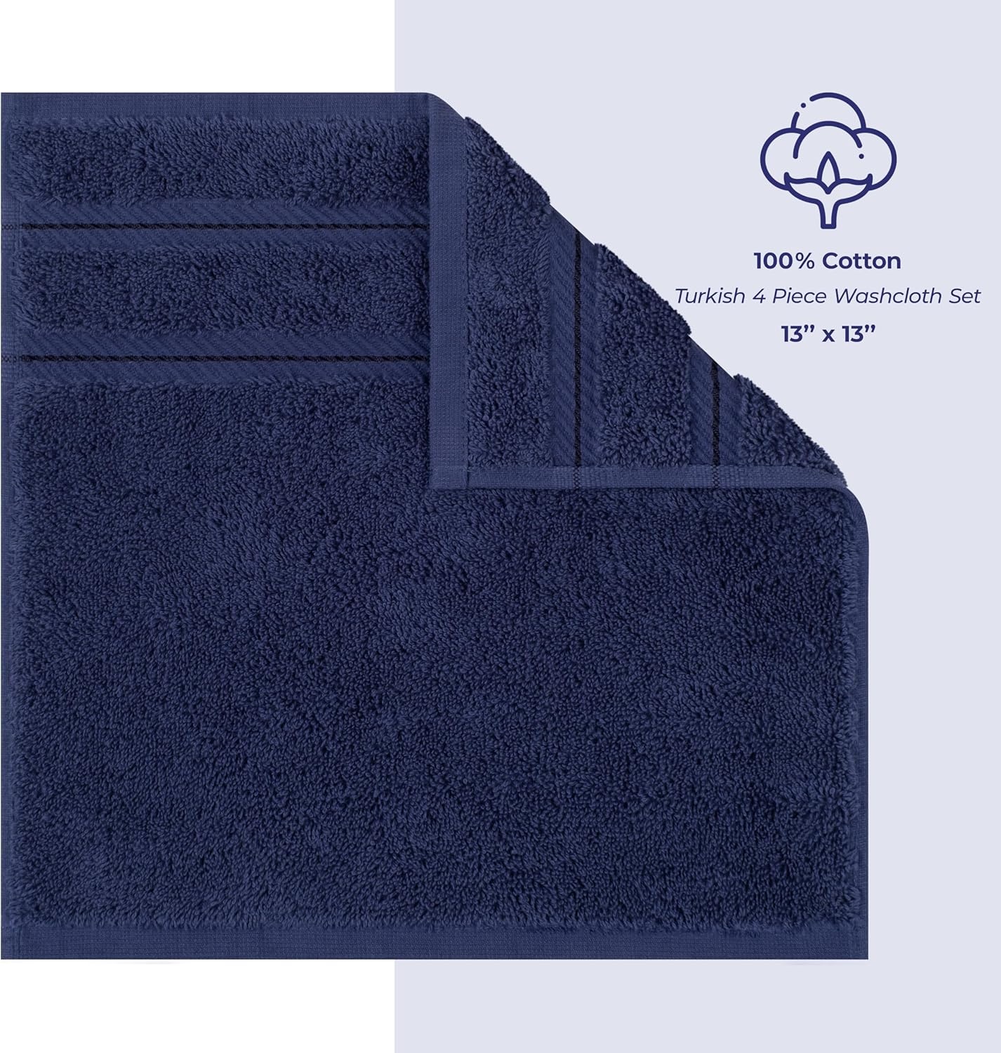 image:imageAmerican Soft Linen 100 Cotton Luxury Turkish Towels 4 PC Hand Towel Set Soft Absorbent Quick Dry OEKO Tex Standard 100 Certificated Durable Machine Washable Breathable Premium Hotel QualityNavy Blue