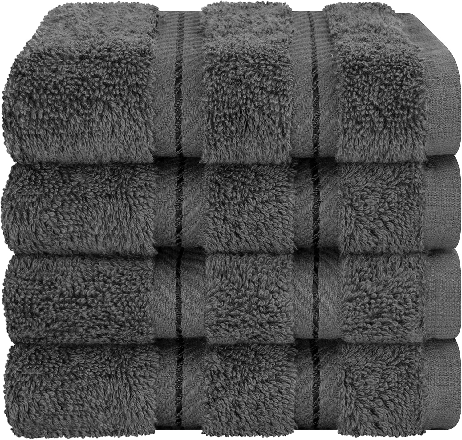 image:imageAmerican Soft Linen 100 Cotton Luxury Turkish Towels 4 PC Hand Towel Set Soft Absorbent Quick Dry OEKO Tex Standard 100 Certificated Durable Machine Washable Breathable Premium Hotel QualityDark Gray