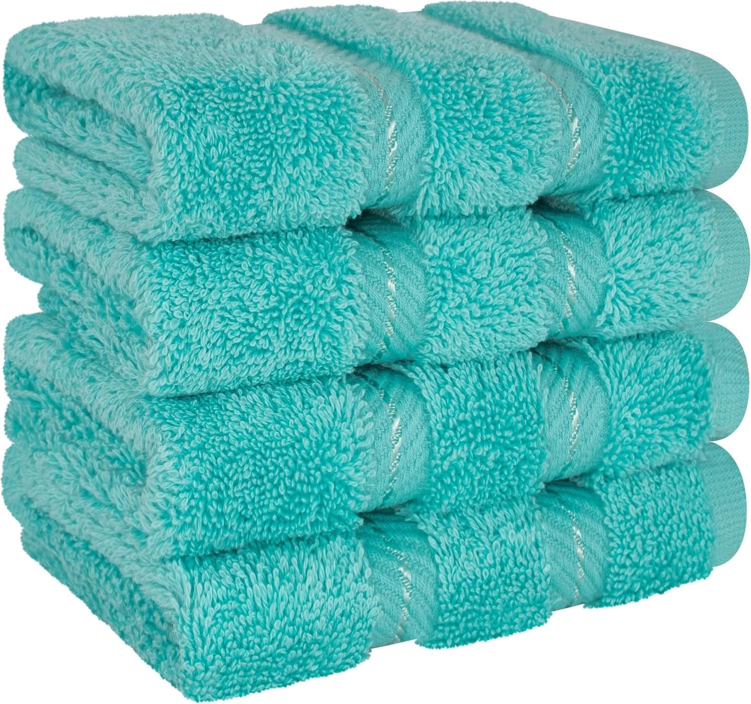 image:imageAmerican Soft Linen 100 Cotton Luxury Turkish Towels 4 PC Hand Towel Set Soft Absorbent Quick Dry OEKO Tex Standard 100 Certificated Durable Machine Washable Breathable Premium Hotel QualityTurquoise Blue