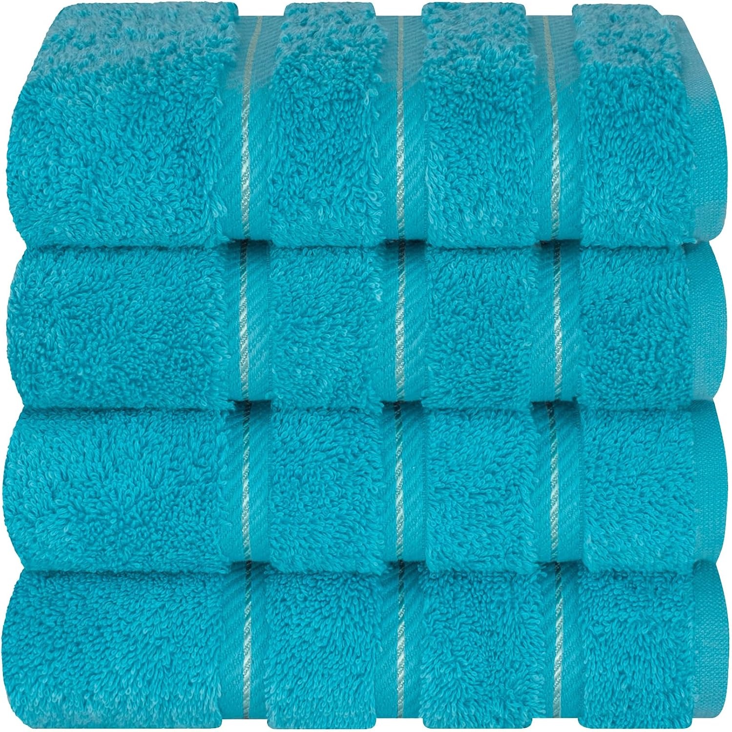 image:imageAmerican Soft Linen 100 Cotton Luxury Turkish Towels 4 PC Hand Towel Set Soft Absorbent Quick Dry OEKO Tex Standard 100 Certificated Durable Machine Washable Breathable Premium Hotel QualityAqua Blue