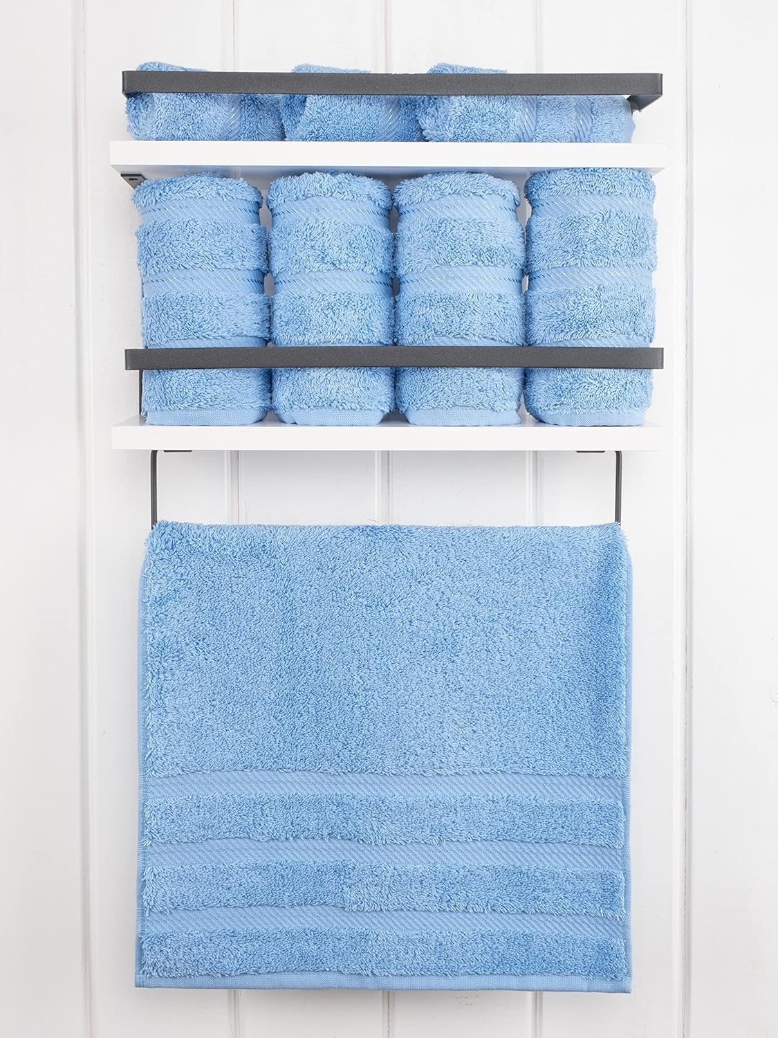 image:imageAmerican Soft Linen 100 Cotton Luxury Turkish Towels 4 PC Hand Towel Set Soft Absorbent Quick Dry OEKO Tex Standard 100 Certificated Durable Machine Washable Breathable Premium Hotel QualitySky Blue