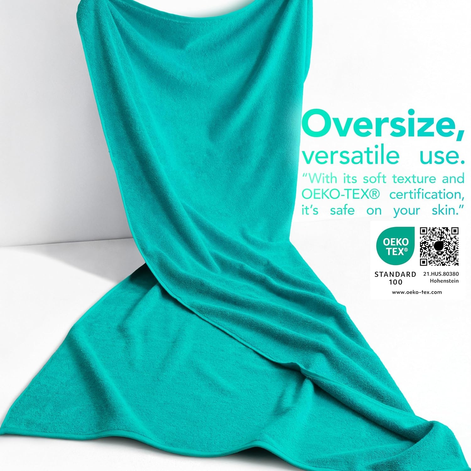 image:imageAmerican Soft Linen 100 Cotton Luxury Turkish Towels 4 PC Hand Towel Set Soft Absorbent Quick Dry OEKO Tex Standard 100 Certificated Durable Machine Washable Breathable Premium Hotel QualityTurquoise Blue