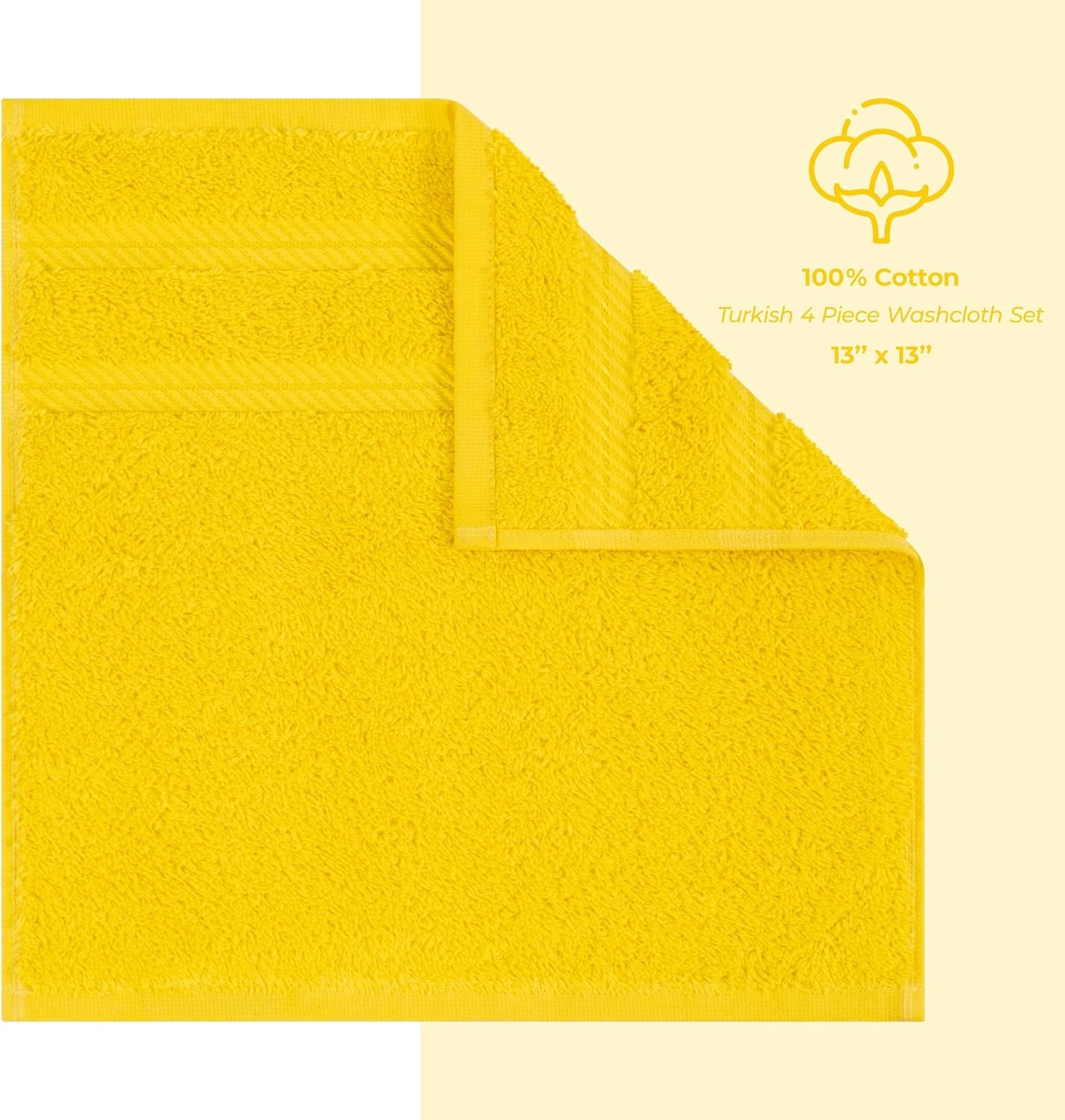 image:imageAmerican Soft Linen 100 Cotton Luxury Turkish Towels 4 PC Hand Towel Set Soft Absorbent Quick Dry OEKO Tex Standard 100 Certificated Durable Machine Washable Breathable Premium Hotel QualityLemon Yellow