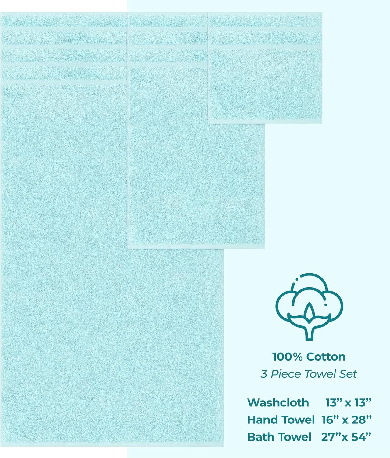 image:imageAmerican Soft Linen 100 Cotton Luxury Turkish Towels 4 PC Hand Towel Set Soft Absorbent Quick Dry OEKO Tex Standard 100 Certificated Durable Machine Washable Breathable Premium Hotel QualityDuck Egg Blue