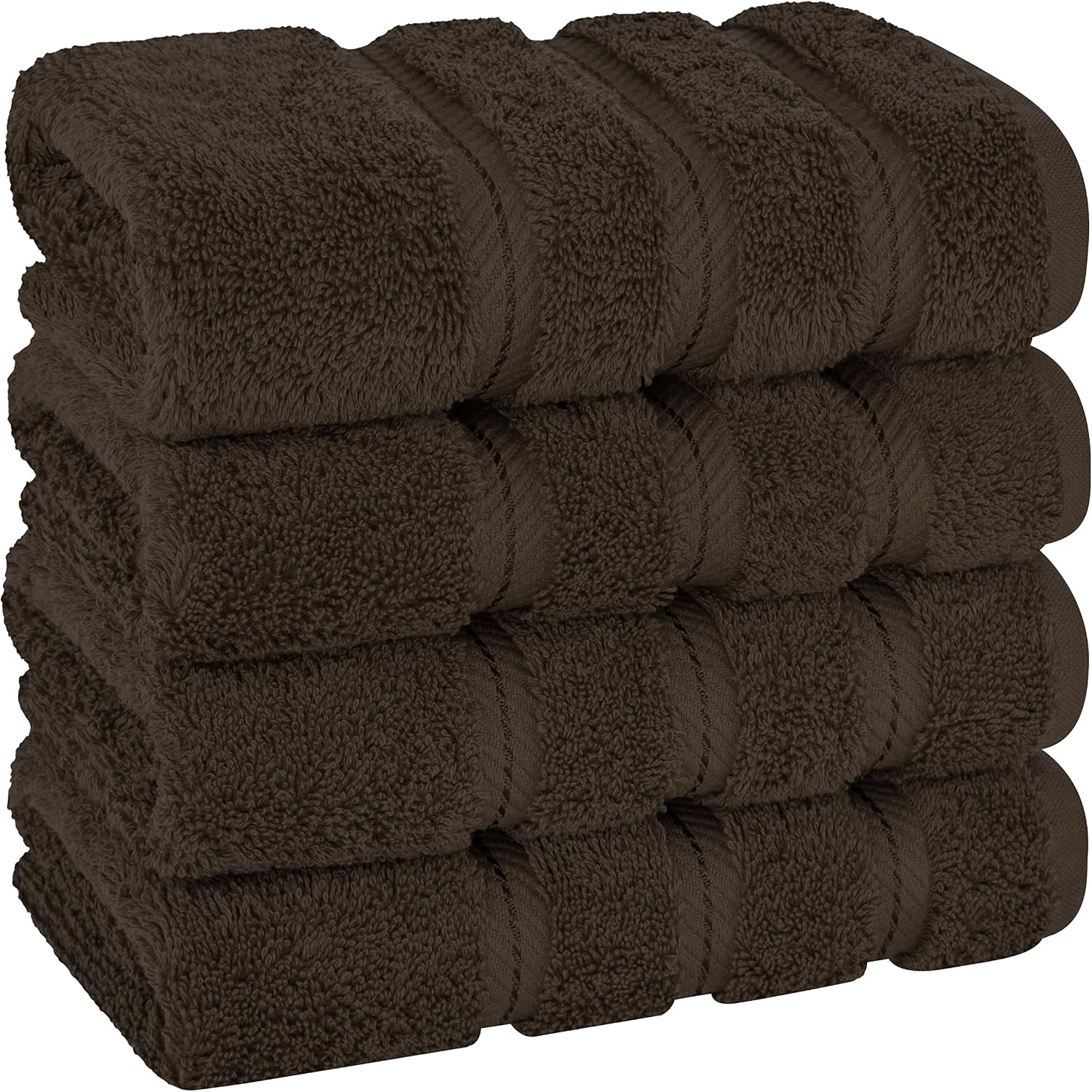 image:imageAmerican Soft Linen 100 Cotton Luxury Turkish Towels 4 PC Hand Towel Set Soft Absorbent Quick Dry OEKO Tex Standard 100 Certificated Durable Machine Washable Breathable Premium Hotel QualityChocolate Brown