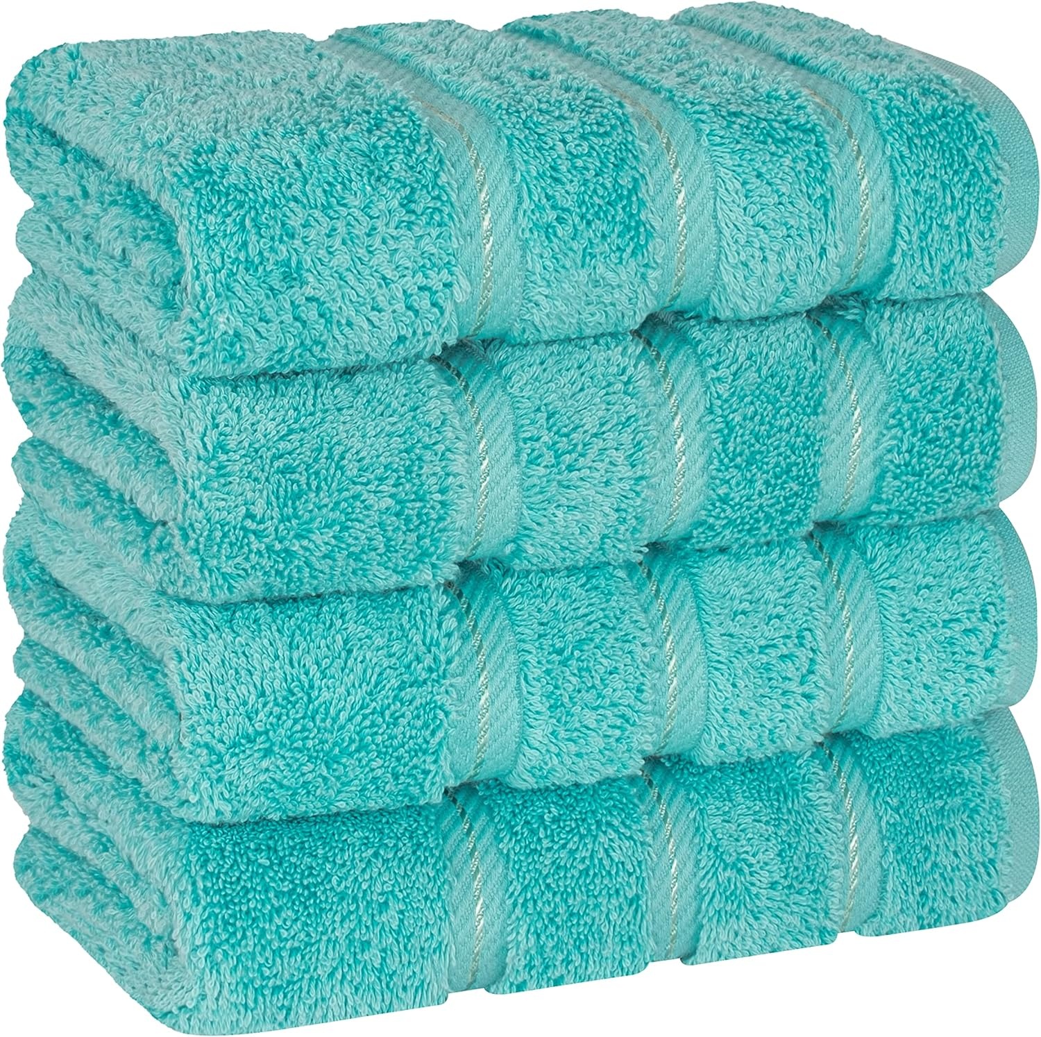 image:imageAmerican Soft Linen 100 Cotton Luxury Turkish Towels 4 PC Hand Towel Set Soft Absorbent Quick Dry OEKO Tex Standard 100 Certificated Durable Machine Washable Breathable Premium Hotel QualityTurquoise Blue