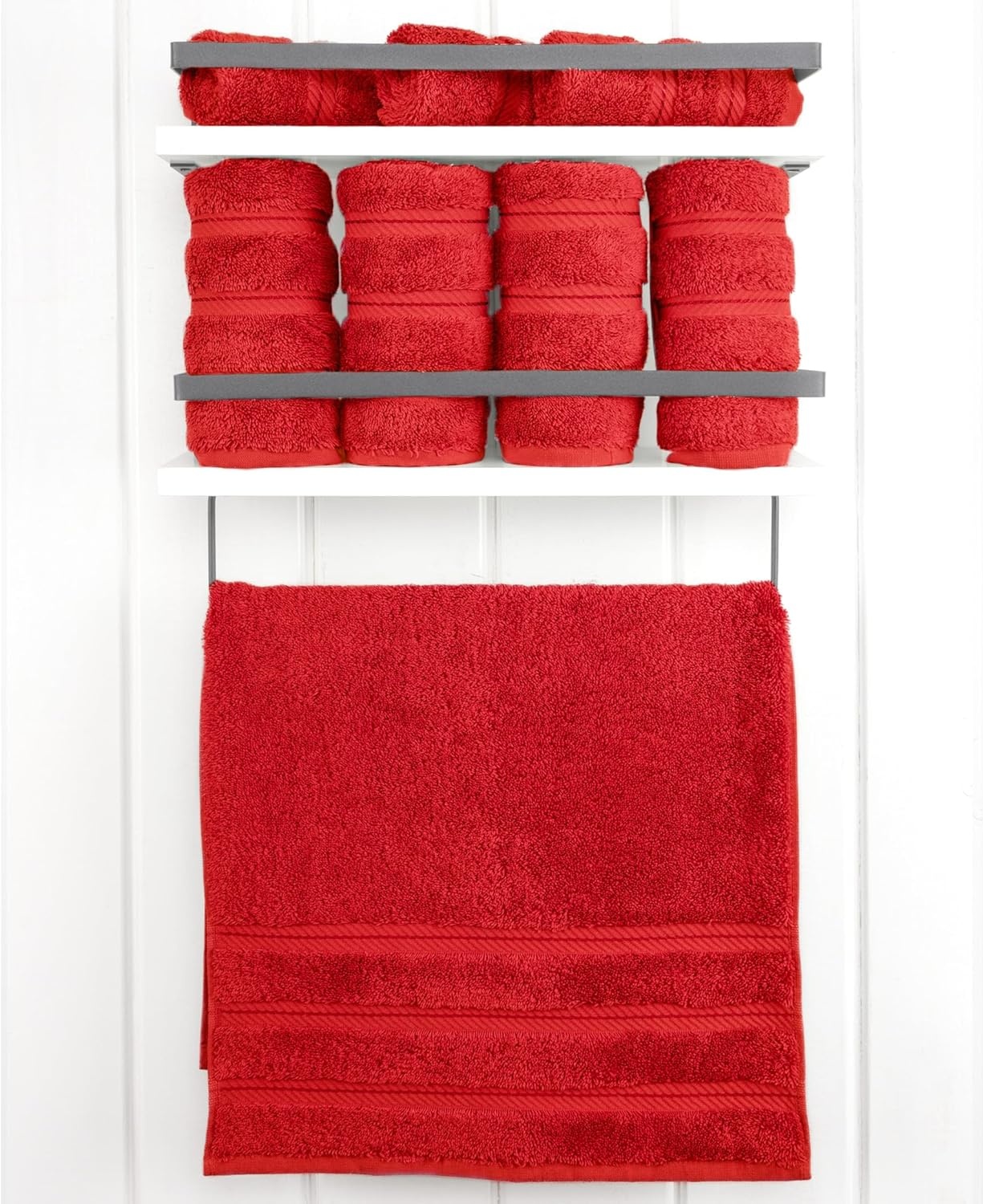 image:imageAmerican Soft Linen 100 Cotton Luxury Turkish Towels 4 PC Hand Towel Set Soft Absorbent Quick Dry OEKO Tex Standard 100 Certificated Durable Machine Washable Breathable Premium Hotel QualityRed