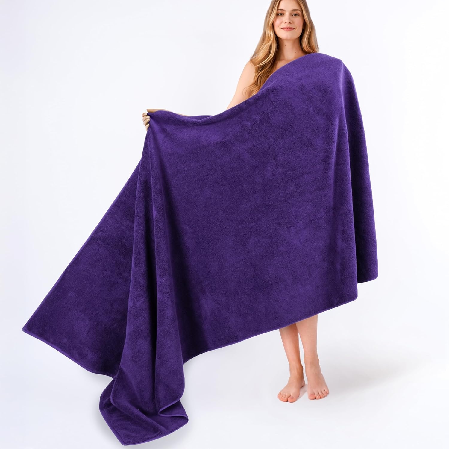 image:imageAmerican Soft Linen 100 Cotton Luxury Turkish Towels 4 PC Hand Towel Set Soft Absorbent Quick Dry OEKO Tex Standard 100 Certificated Durable Machine Washable Breathable Premium Hotel QualityViolet Purple