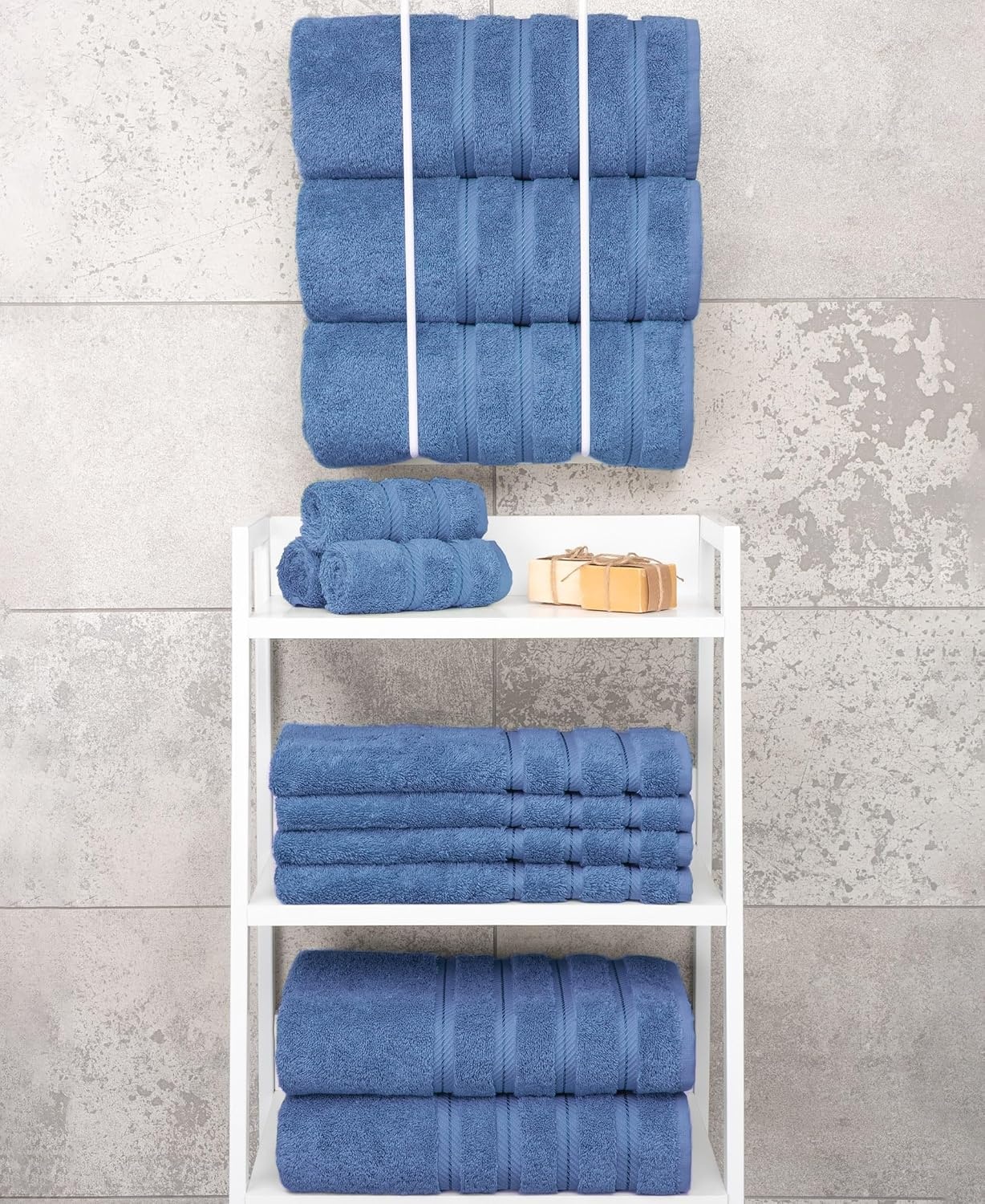 image:imageAmerican Soft Linen 100 Cotton Luxury Turkish Towels 4 PC Hand Towel Set Soft Absorbent Quick Dry OEKO Tex Standard 100 Certificated Durable Machine Washable Breathable Premium Hotel QualityElectric Blue