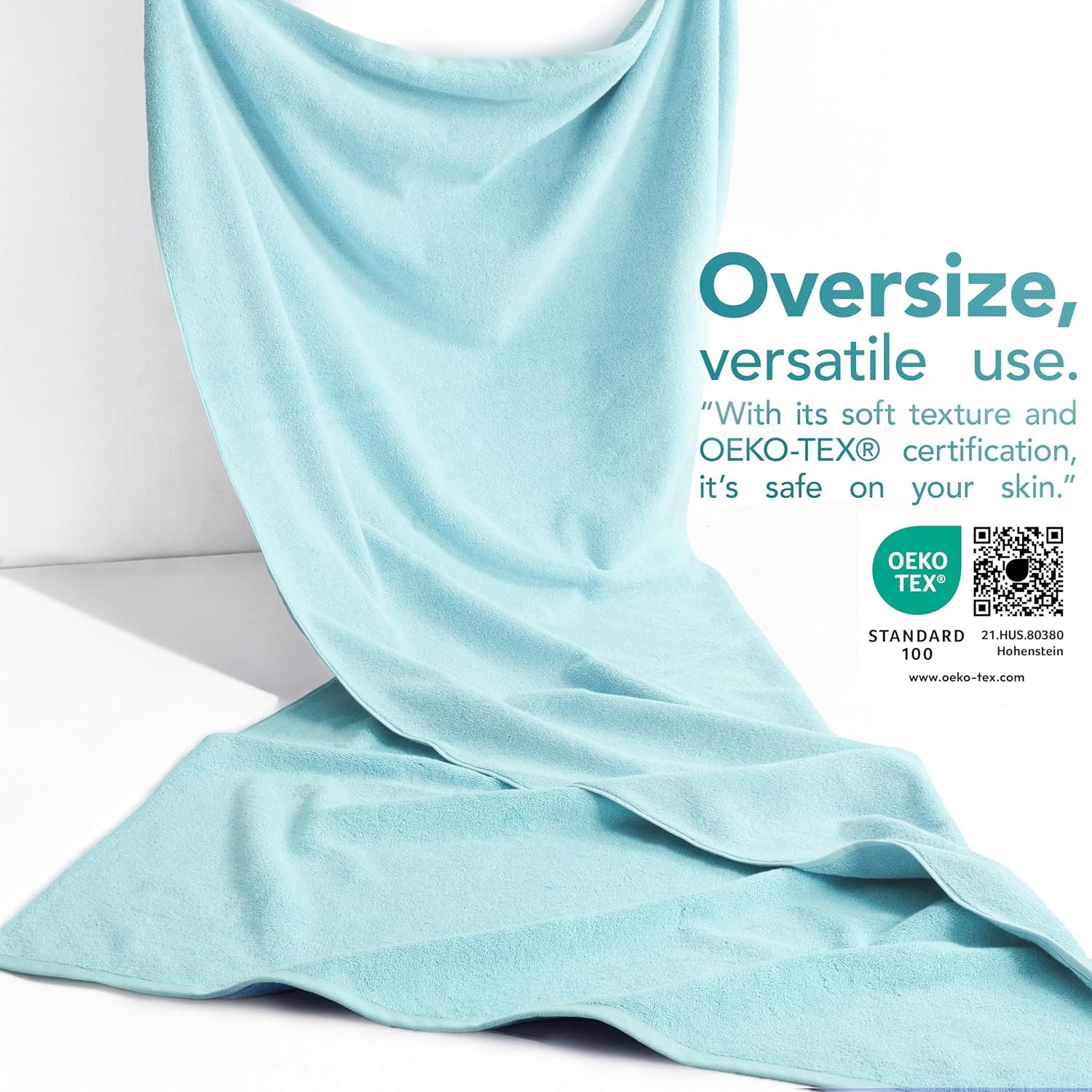 image:imageAmerican Soft Linen 100 Cotton Luxury Turkish Towels 4 PC Hand Towel Set Soft Absorbent Quick Dry OEKO Tex Standard 100 Certificated Durable Machine Washable Breathable Premium Hotel QualityDuck Egg Blue