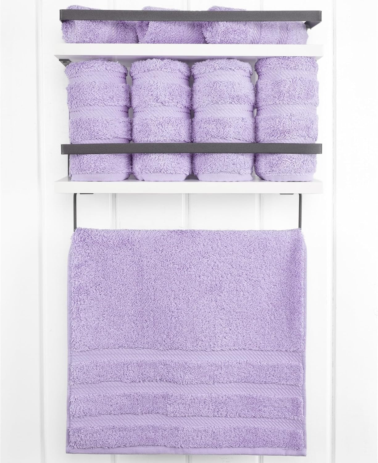 image:imageAmerican Soft Linen 100 Cotton Luxury Turkish Towels 4 PC Hand Towel Set Soft Absorbent Quick Dry OEKO Tex Standard 100 Certificated Durable Machine Washable Breathable Premium Hotel QualityLilac