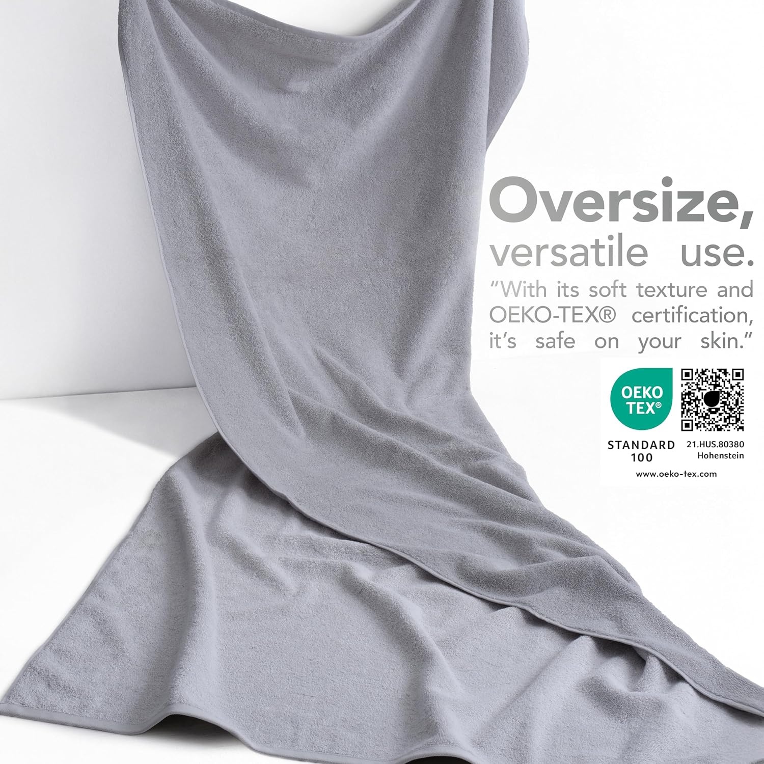 image:imageAmerican Soft Linen 100 Cotton Luxury Turkish Towels 4 PC Hand Towel Set Soft Absorbent Quick Dry OEKO Tex Standard 100 Certificated Durable Machine Washable Breathable Premium Hotel QualityLight Grey
